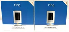 2-Pack NEW Ring Stick Up Cam Plug-In Wired Indoor Outdoor Security Camera White