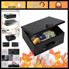 Fireproof Safe Lock Box for Home Documents, Portable Security Box with Dual Lock