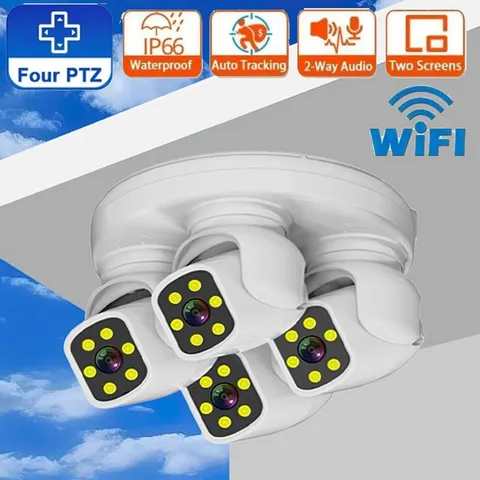 1080P HD Four Screens WiFi IP Camera Outdoor Auto Tracking PTZ Surveillance Cam