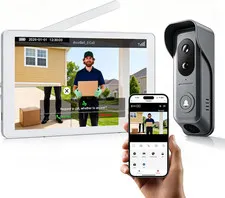Wifi Dual Cameras Video Doorbell with Monitor, Wireless Video Intercom System wi