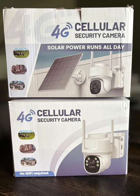 2 black 4g lte cellular security camera. Solar powered