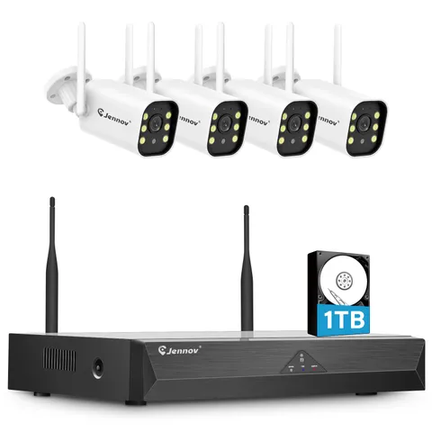 JENNOV 5MP Indoor Outdoor WiFi NVR Security Camera Kit 1TB HDD