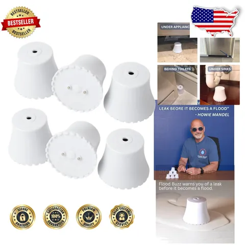 Water Leak Detectors 6-Pack | 12V Battery, 95dB Alert, Easy