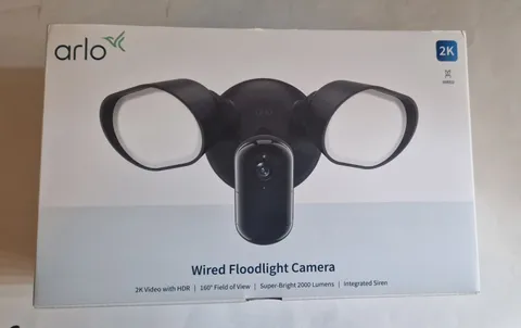 Arlo FLW2001B Wired Floodlight Camera 2K HDR 2000 Lumens Black New