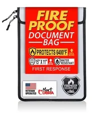 Fireproof Document Bag with Zipper Fire and Waterproof Document Storage Firep...