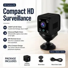 Portable Small Square Camera with 360° Rotating Bracket for Indoor Home Security