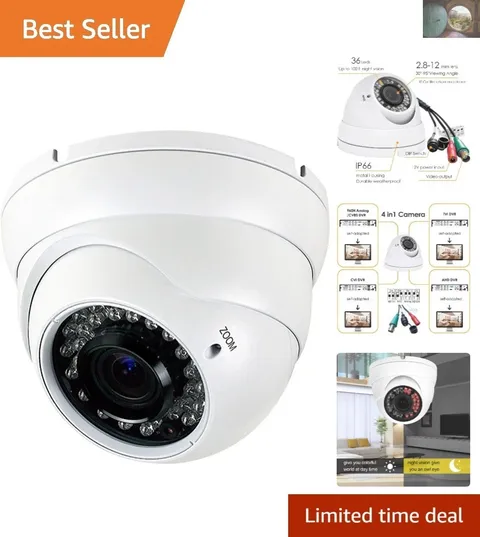 Vandal Proof Outdoor Dome Camera HD 1080P with 36 IR LEDs for Night Surveillance