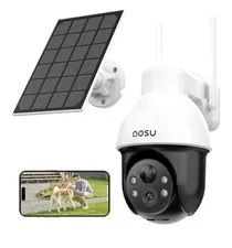 AOSU Solar Camera Security Wireless Outdoor WiFi 3K Camera Compatible with Alexa
