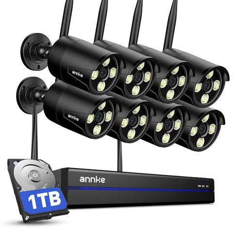 4K Security NVR 8 Cameras 2K Wireless 1TB