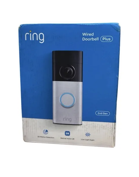 Ring Wired Doorbell Plus 2nd Gen Retinal 2K, 3D Motion Detection, Low-Light
