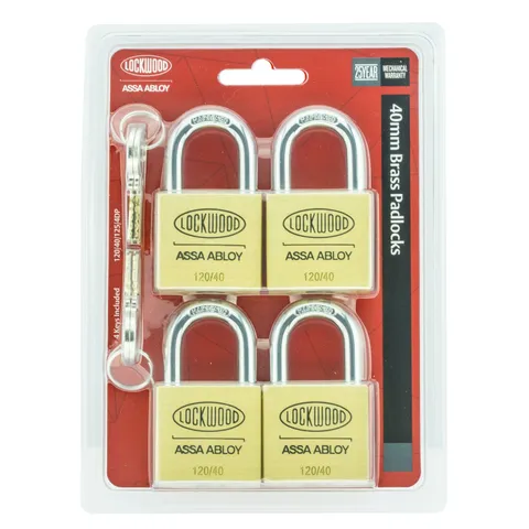 Lockwood HIGH SECURITY SOLID BRASS PADLOCKS 40mm 4Pcs Double Locking *Aust Brand