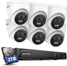 4K Poe Security Camera System, 12MP H.265+ 8CH NVR with 2TB HDD, 6Pcs 8MP IP Tur