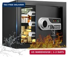 1.3 Cuft Small Home Safes Water and Fireproof, Digital Security Safe Box with Pr