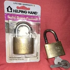 1993 VINTAGE NEW OLD STOCK Helping Hand Brass PadlocK Double Locking Hardened  