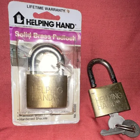 1993 VINTAGE NEW OLD STOCK Helping Hand Brass PadlocK Double Locking Hardened  