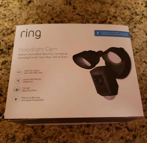 Ring Floodlight Cam Wired Plus Outdoor Wired Full HD Surveillance Camera - Black