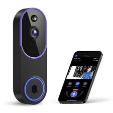Smart 1080P Video Doorbell Camera, Live View, AI Human Detection, 2-Way Audio, N