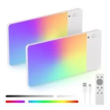 FULEN 2 Pack Rechargeable Motion Sensor Ceiling Light RGB 2 Pack, White-RGB