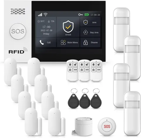 Alarm System for Home Security,21Pcs DIY Kit Touch Screen Siren Hub with Loud Al