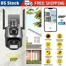 Dual Lens 4K WiFi Security Camera 8X Zoom Outdoor Home Night Vision CCTV PTZ