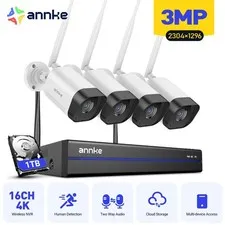ANNKE 16CH 4K NVR 1TB Wireless 3MP Two Way Audio Security Camera System Outdoor