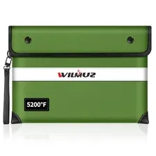Green 11x7.7 Inch Fireproof Waterproof Money Bag Pouch For Documents Cash