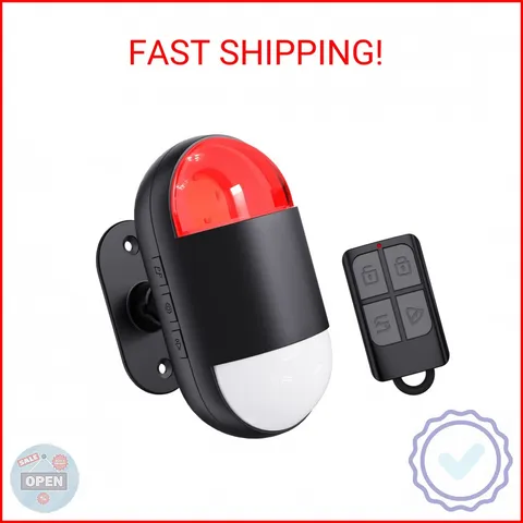 Motion Sensor Alarm Indoor: Wireless Motion Detector Alarm with Siren & Strobe (