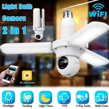 2 IN1 Smart Floodlight Camera Security Monitor With E27 LED Garage Ceiling Light