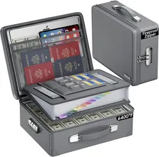 6400°F Fireproof Document Box with Lock, 10 Layers Heat Insulated | Fire&Water R