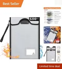Fireproof Document Bag with Lock - 15"x11" for Ultimate Protection