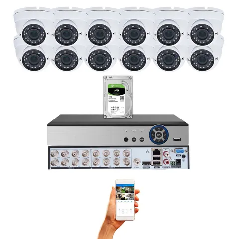 Evertech 16 Channel CCTV Security System DVR with 1080p 12x Outdoor Dome Cameras