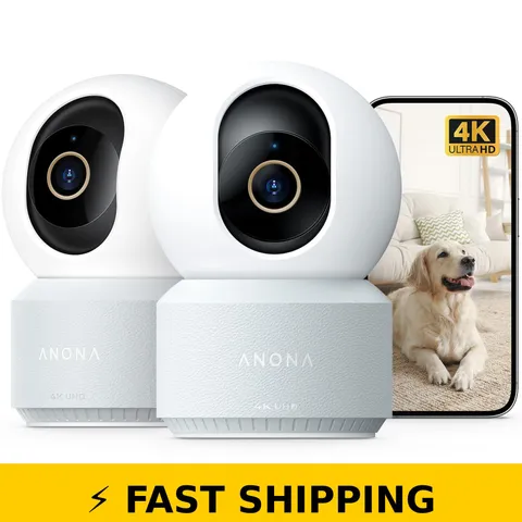Anona 4K Indoor Security Camera, 360° Pan-Tilt, 2 Pack