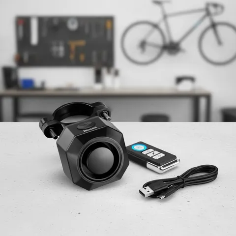 USB Rechargeable Bike Alarm with Remote, 110dB Loud Wireless Anti Theft Vibra...