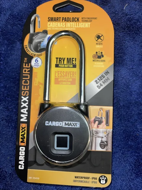 Cargo Maxx 081-95410 Cargo Maxx Fingerprint Padlock Long Shank