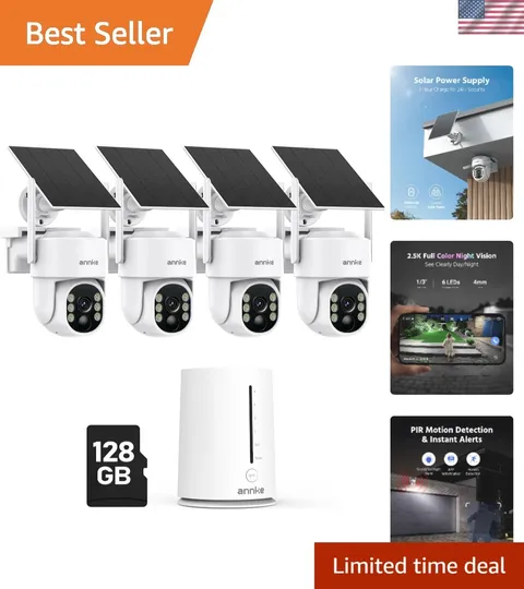 High-Definition Solar Security Camera Kit - 360° Coverage & Cloud-Free Storage