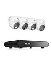 ZOSI C220 8CH 5MP NVR with 4 x 4MP Audio PoE Security Camera System, NO HDD