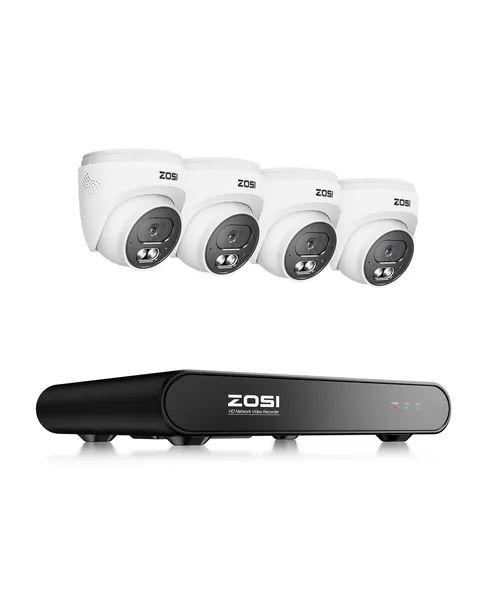 ZOSI C220 8CH 5MP NVR with 4 x 4MP Audio PoE Security Camera System, NO HDD