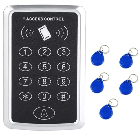 Door Access Control Keypad, Stand-Alone Password RFID Reader+5PCS Keyfob Keychai