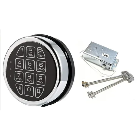 Gun Safe Lock Replacement Chrome Keypad Safe Electronic Lock with Solenoid 2 Key