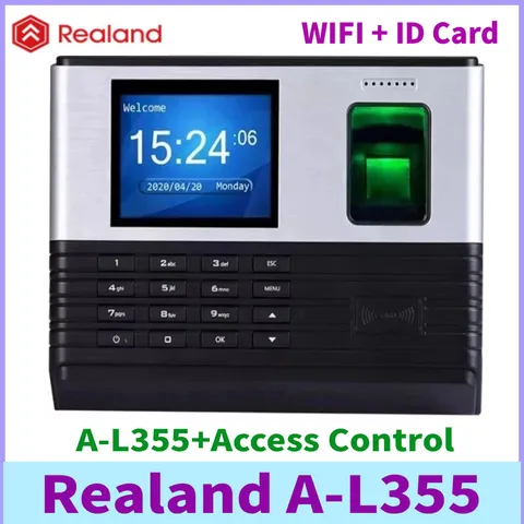 Realand A-L355+Access Control 2.8"  LCD WIFI+ID Card Fingerprint Time Attendance