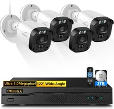 (90 Days Storage) 5MP Wired Security Camera System Outdoor, 8CH DVR with 3TB HDD