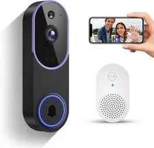 Smart 1080p Video Doorbell Camera with Receiver AI Motion Detection 2-Way Audio