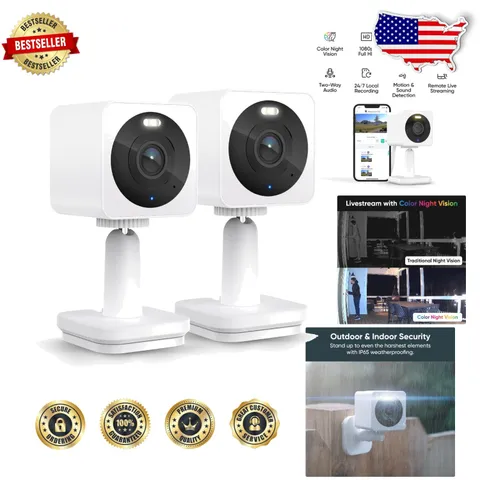 Cam OG 1080p Smart Security Camera 2pk Color Night Vision Alexa Compatible