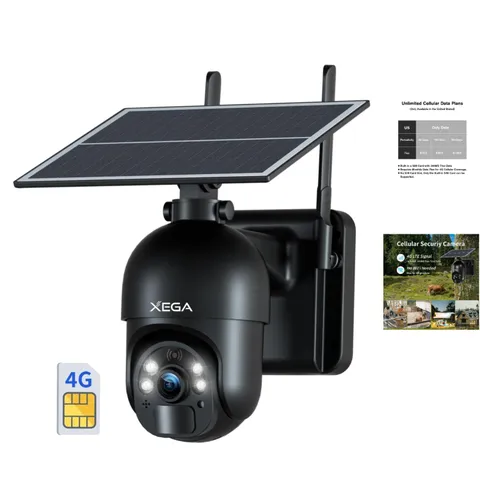 Wireless Solar-Powered PTZ Security Camera with 2-Way Audio & HD Night Vision