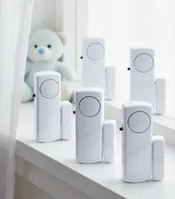 Door Window Alarm, Wireless Sensor, 90 dB, 6 Pack, Battery Powered, Adhesive