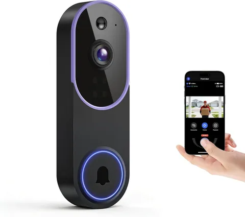 Smart 1080p Video Doorbell Camera with Night Vision, Live View, AI Human Detecti