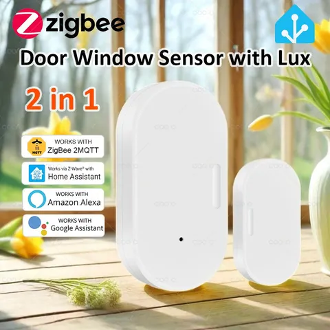 Smart ZigBee 3.0 Door Window Sensor Lux Light Detect 2 In 1 Real Time Wireless