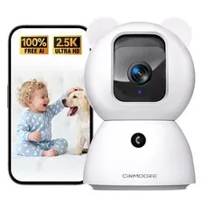 2.5K WiFi Pet Camera with AI Detection, 2-Way Audio, Night Vision, White