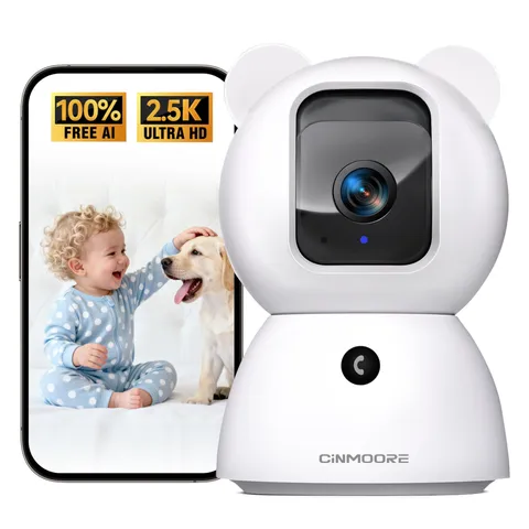 2.5K WiFi Pet Camera with AI Detection, 2-Way Audio, Night Vision, White