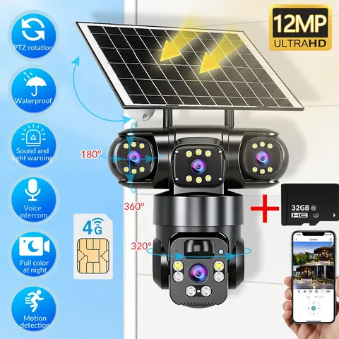 Solar Security Camera Battery Powered Wireless WiFi Home System Pan/Tilt Outdoor